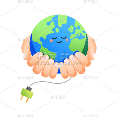 卡通感世界地球日地球元素贴纸