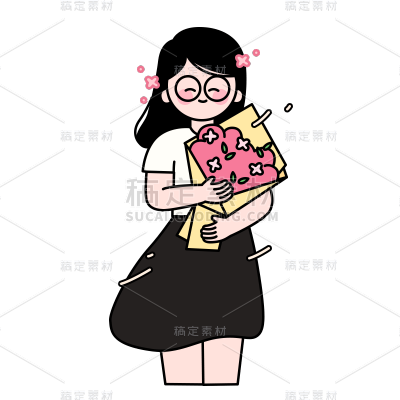 卡通感教师节女性元素贴纸