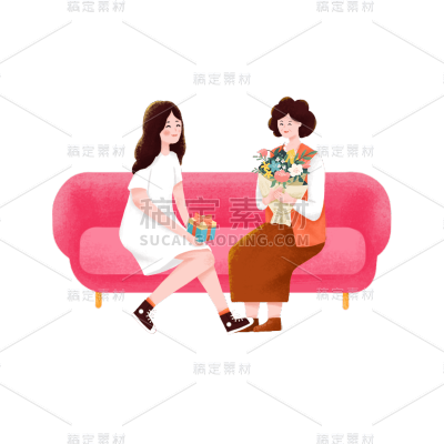 卡通感母亲节母女元素贴纸