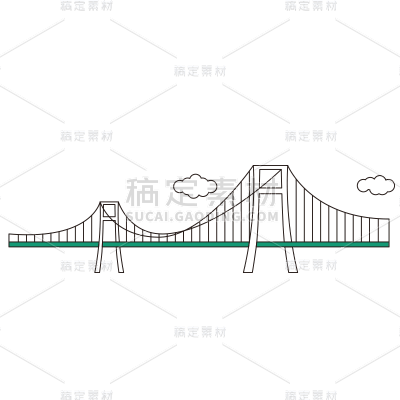卡通感建党节桥元素贴纸