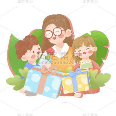 卡通感教师节老师元素贴纸