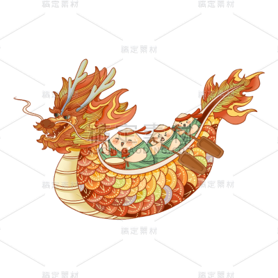 端午节龙舟元素中国风贴纸