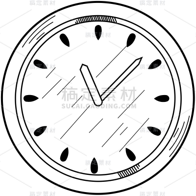 手绘-素描钟表元素家居生活贴纸2