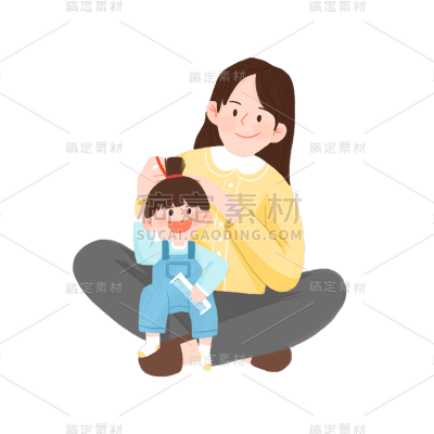 卡通感母亲节母女元素贴纸