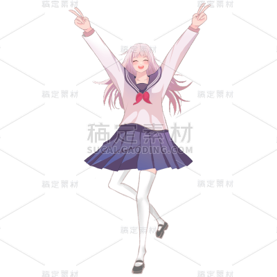 卡通感高考女生元素贴纸