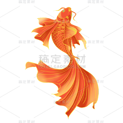 卡通感好运金鱼元素