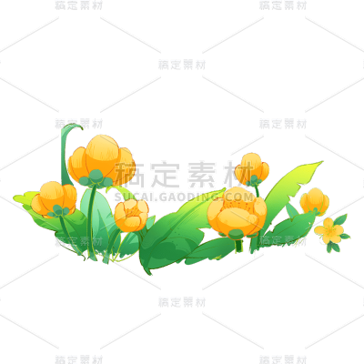 手绘春天鲜花元素贴纸