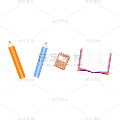卡通感教育培训行业学习用品元素贴纸