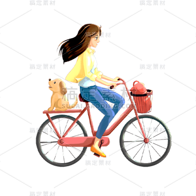 卡通感清明节女生元素贴纸 