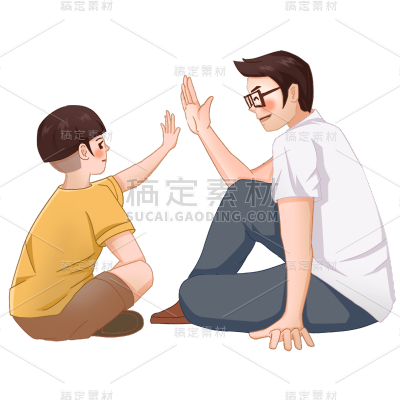 卡通感父亲节父子元素贴纸