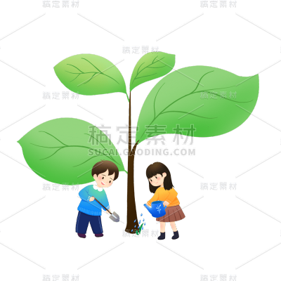 卡通感世界地球日女生元素贴纸