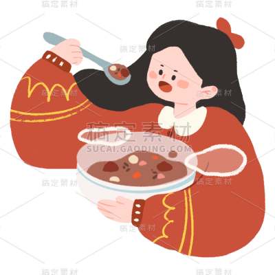 卡通感腊八节女孩元素贴纸