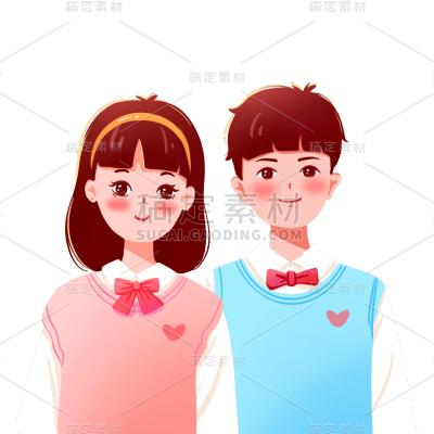卡通感情人节情侣元素贴纸