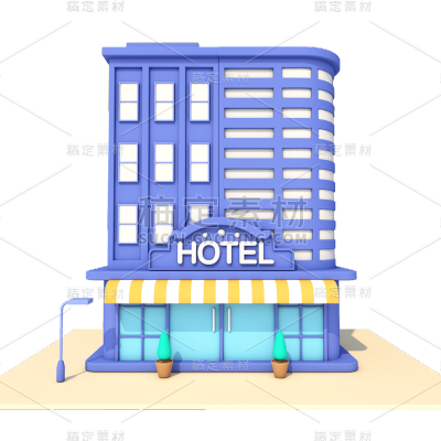 C4D-酒店建筑贴纸1