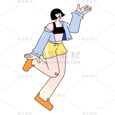 插画人物元素贴纸