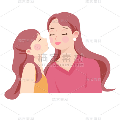 卡通感母亲节母女元素贴纸
