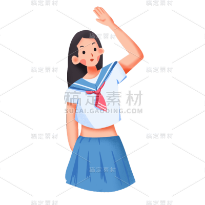 卡通感青年节女生元素贴纸