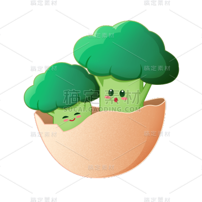 卡通感西兰花元素贴纸