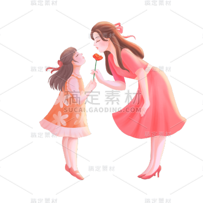 卡通感母亲节母女元素贴纸