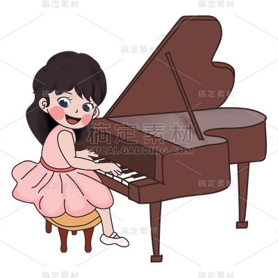 卡通感春节弹钢琴元素贴纸