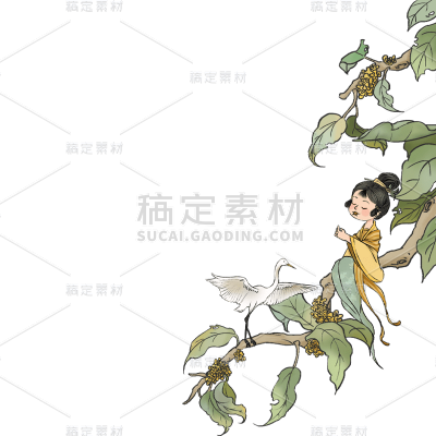 中国风二十四节气女性元素贴纸