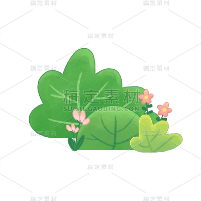 手绘草丛元素贴纸