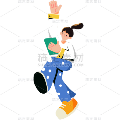 卡通感教育行业女生元素贴纸