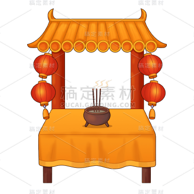 中国风春节香炉元素贴纸