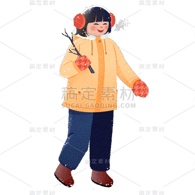 卡通感二十四节气女生元素贴纸