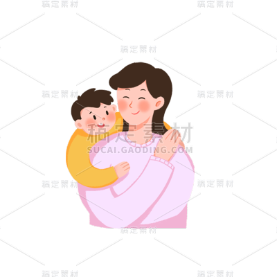 卡通感母亲节母子元素贴纸