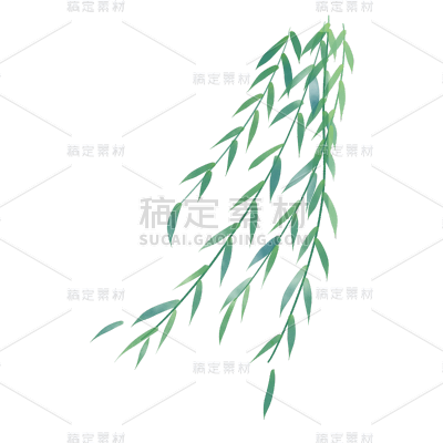 清新清明节树叶元素贴纸