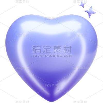 潮酷-C4D亮面爱心贴纸9