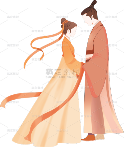 七夕情人节牛国潮3d郎织女情侣人物通用元素素材