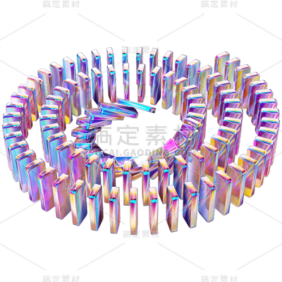 C4D-3D立体酸性风多米诺骨牌9