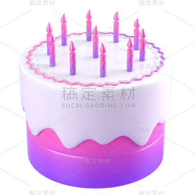 C4D-立体庆祝气氛装饰贴纸-蛋糕