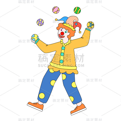 卡通感愚人节小丑元素贴纸