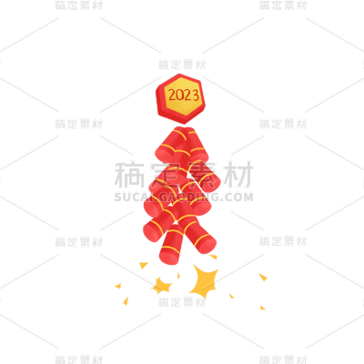卡通感春节鞭炮元素贴纸