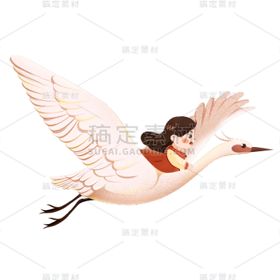 传统节气白露白鹭人物元素素材