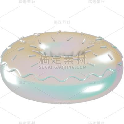 C4D-3D酸性风立体装饰贴纸-甜甜圈