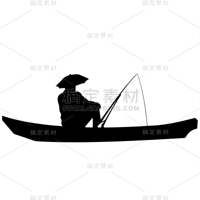 扁平-钓鱼人物剪影人物插画贴纸7