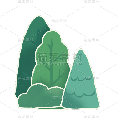 卡通感二十四节气树元素贴纸