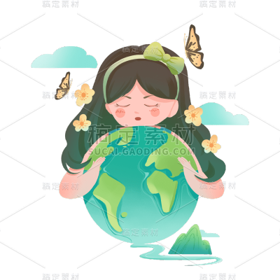 卡通感世界地球日地球元素贴纸