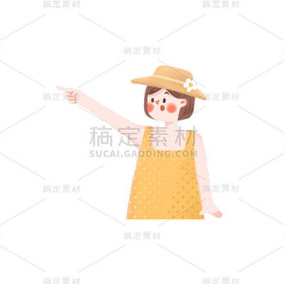 卡通感劳动节女生元素贴纸