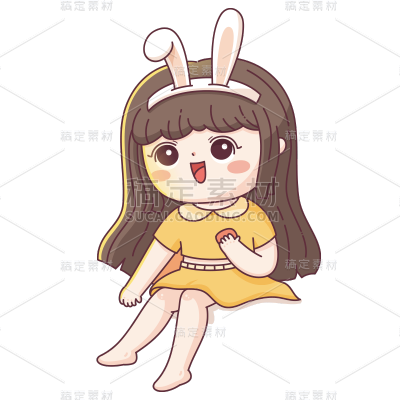 可爱中秋节女性元素贴纸