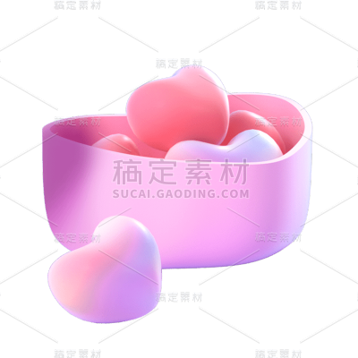 3D爱心风元素贴纸