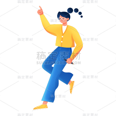 卡通感马尾女人元素