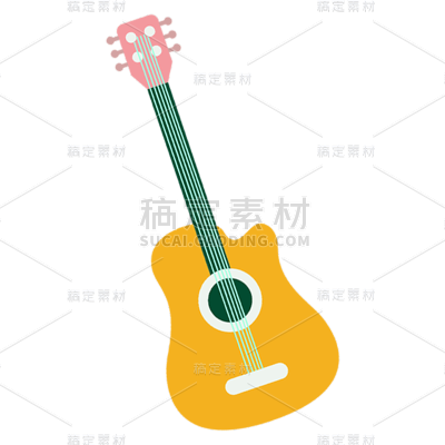卡通感教育培训吉他元素贴纸