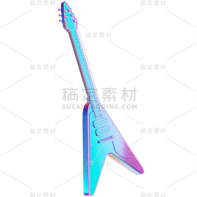 C4D-3D酸性风乐器元素-电吉他