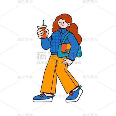 卡通感女人元素贴纸