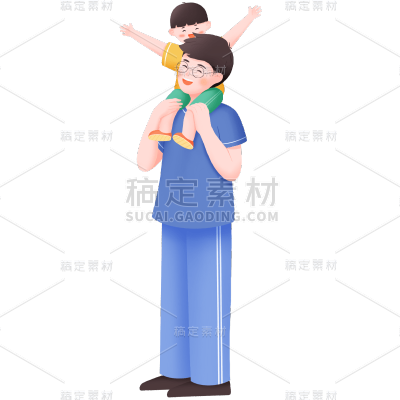 卡通感父亲节父子元素贴纸